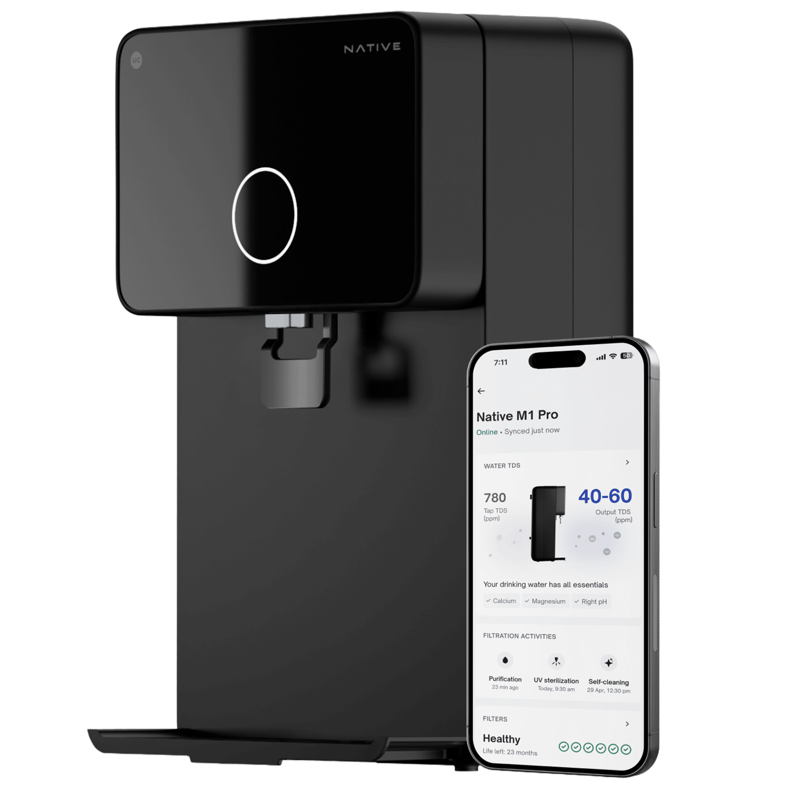 Native by UC M1 Pro 7L RO + UV + Copper + Minerals + Alkaline Water Purifier with Smart Rinse Technology (Black) Native by UC M1 Pro 7L RO + UV + Copper + Minerals + Alkaline Water Purifier with Smart Rinse Technology (Black)_1