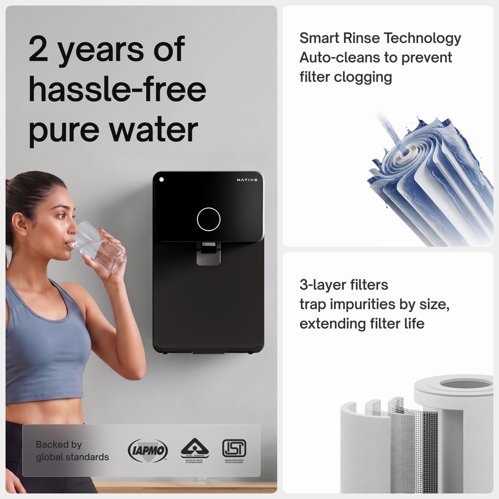 Native by UC M1 Pro 7L RO + UV + Copper + Minerals + Alkaline Water Purifier with Smart Rinse Technology (Black) Native by UC M1 Pro 7L RO + UV + Copper + Minerals + Alkaline Water Purifier with Smart Rinse Technology (Black)_7