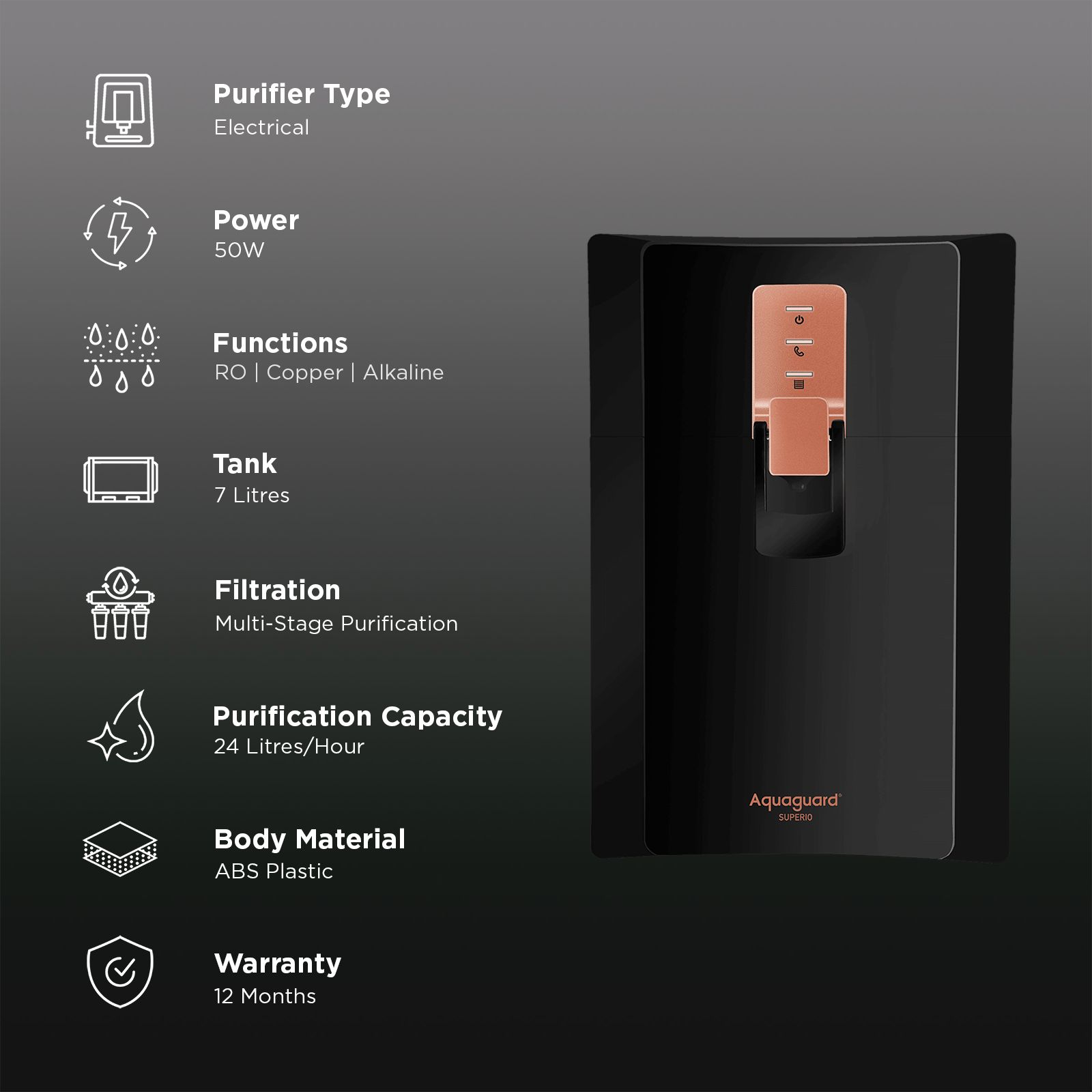 Aquaguard Enrich Superio 5L RO + Alkaline Water Purifier with 4-in-1 Copper Plus Alkaline Boost Technology (Black)_3