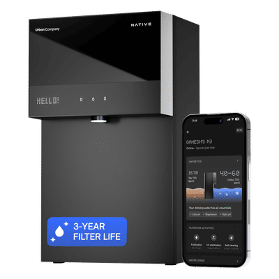 Native by UC M3 Pro 6L RO + UV + Alkaline + Mineraliser + Copper Water Purifier with Smart Rinse Technology (Black)