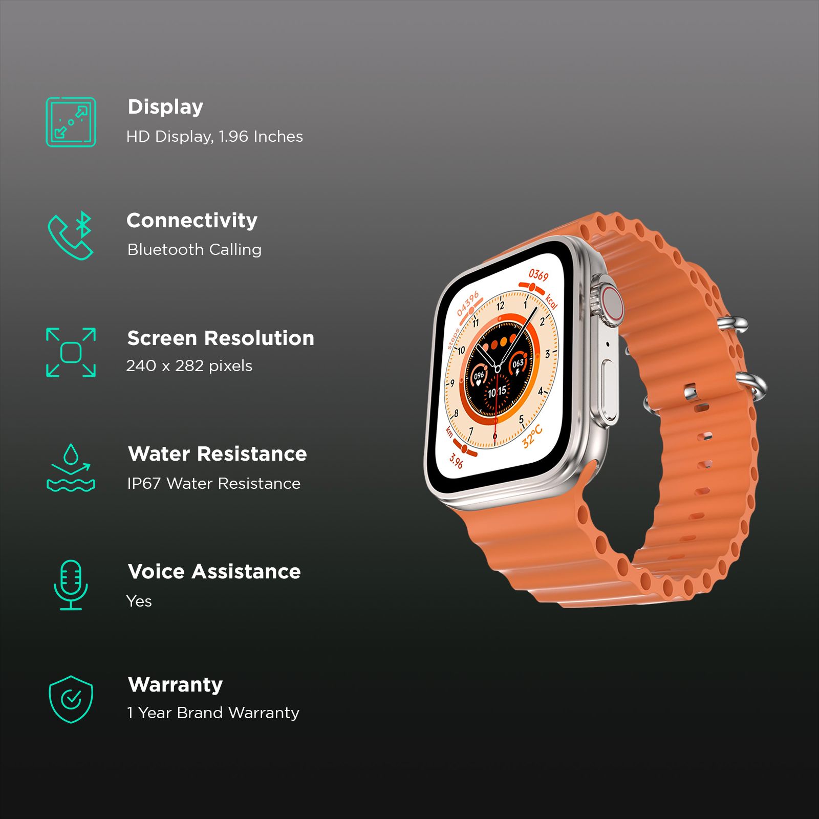 FIRE-BOLTT Gladiator Ocean Smartwatch with Bluetooth Calling (49.7mm Display, IP67 Water Resistant, Orange Strap) FIRE-BOLTT Gladiator Ocean Smartwatch with Bluetooth Calling (49.7mm Display, IP67 Water Resistant, Orange Strap)_2