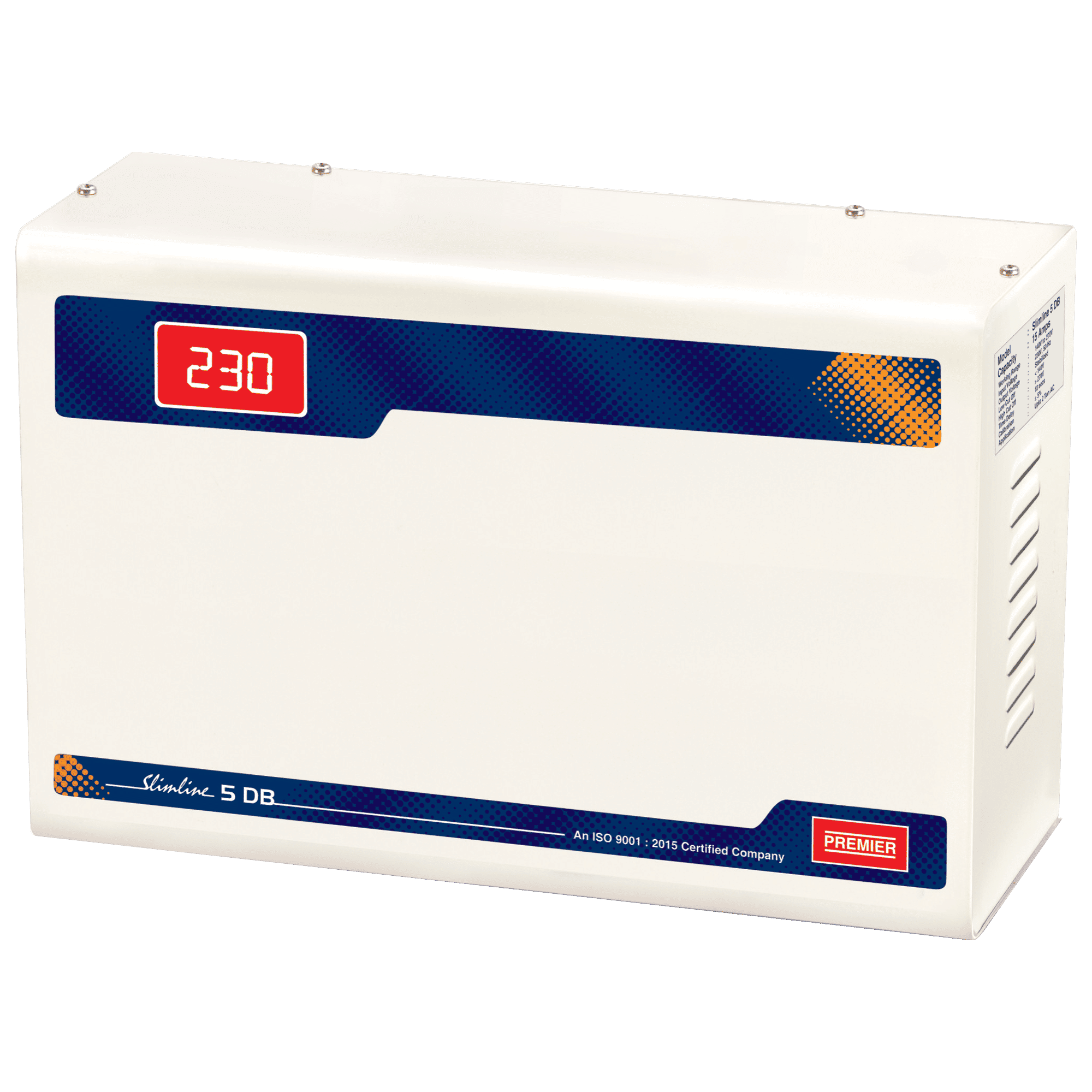 Premier Slimline Double Boost 15 Amps Voltage Stabilizer For 2T Air Conditioner (145 - 270 V, Digital Display, 5KVA, White)_1