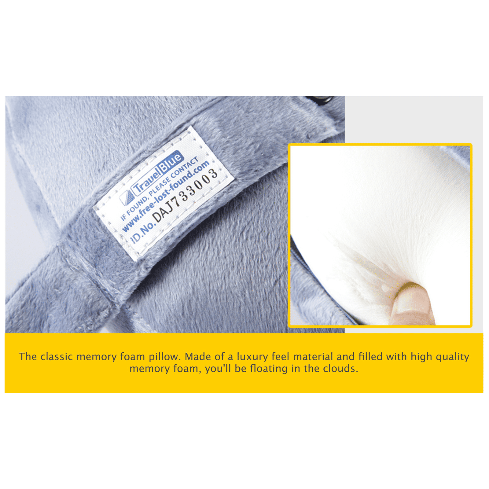 TRAVEL BLUE Memory Foam Pillow (TB-232G, Light Grey) TRAVEL BLUE Memory Foam Pillow (TB-232G, Light Grey)_4