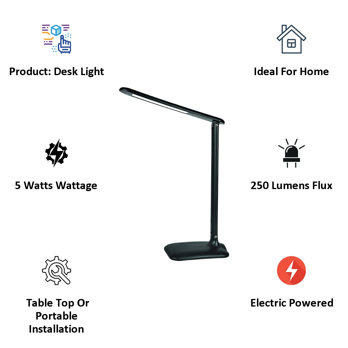 PHILIPS Electric Powered 5 Watt LED Desk Light (61013, Black) PHILIPS Electric Powered 5 Watt LED Desk Light (61013, Black)_5