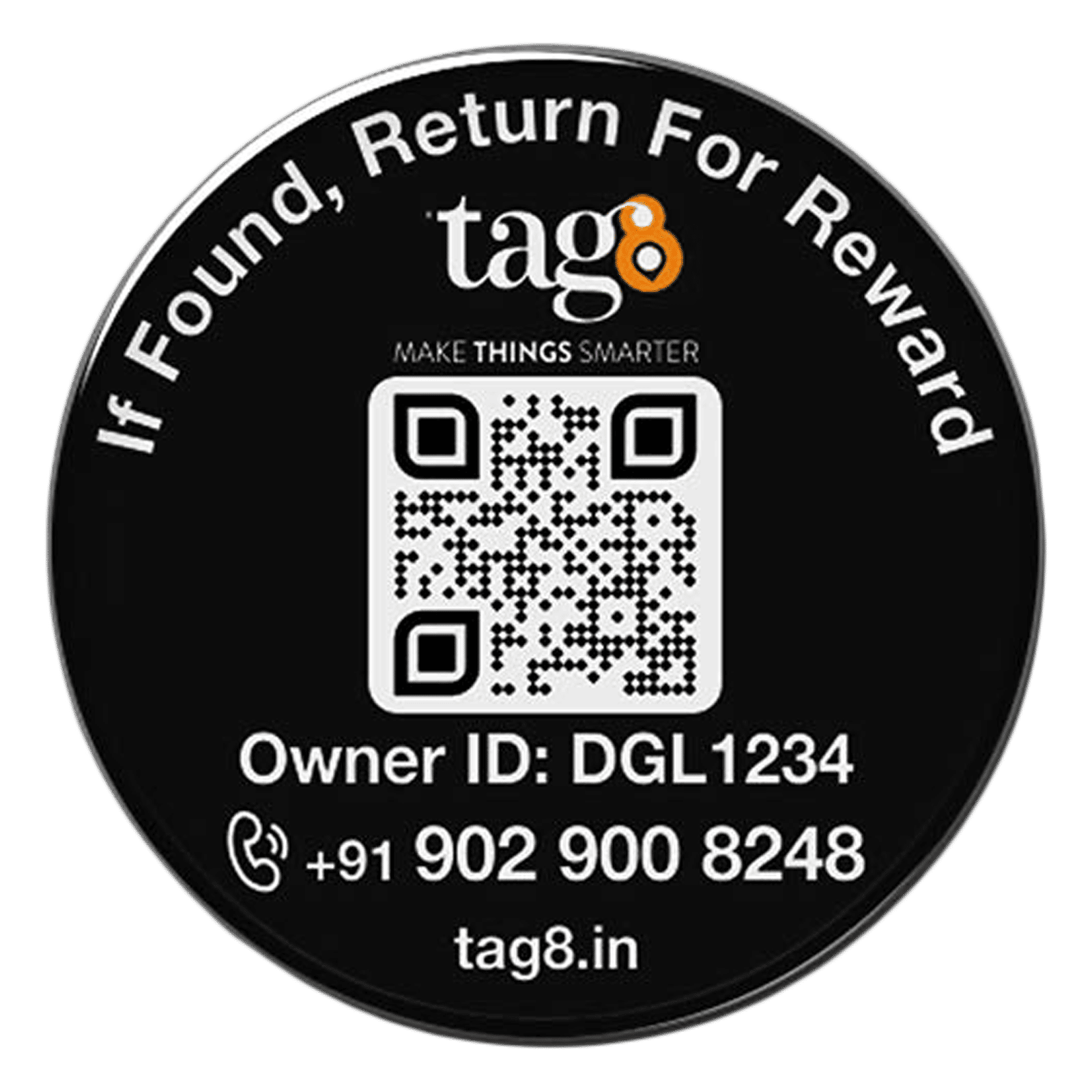 tag8 Digital Phone Recovery Tag (AI Enabled, 800020, Black) tag8 Digital Phone Recovery Tag (AI Enabled, 800020, Black)_1
