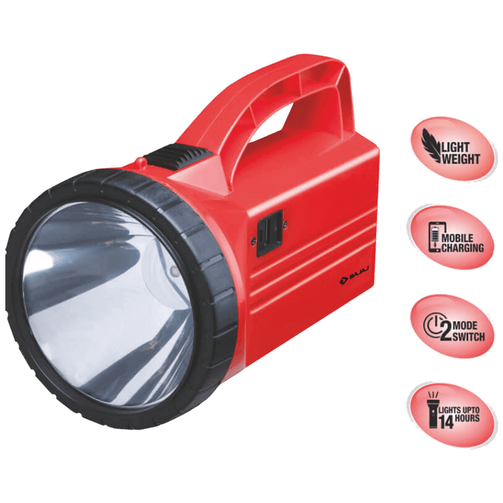 BAJAJ SmartGlow 3 Watts LED Torch (Dust Resistant, 610040, Red) BAJAJ SmartGlow 3 Watts LED Torch (Dust Resistant, 610040, Red)_4