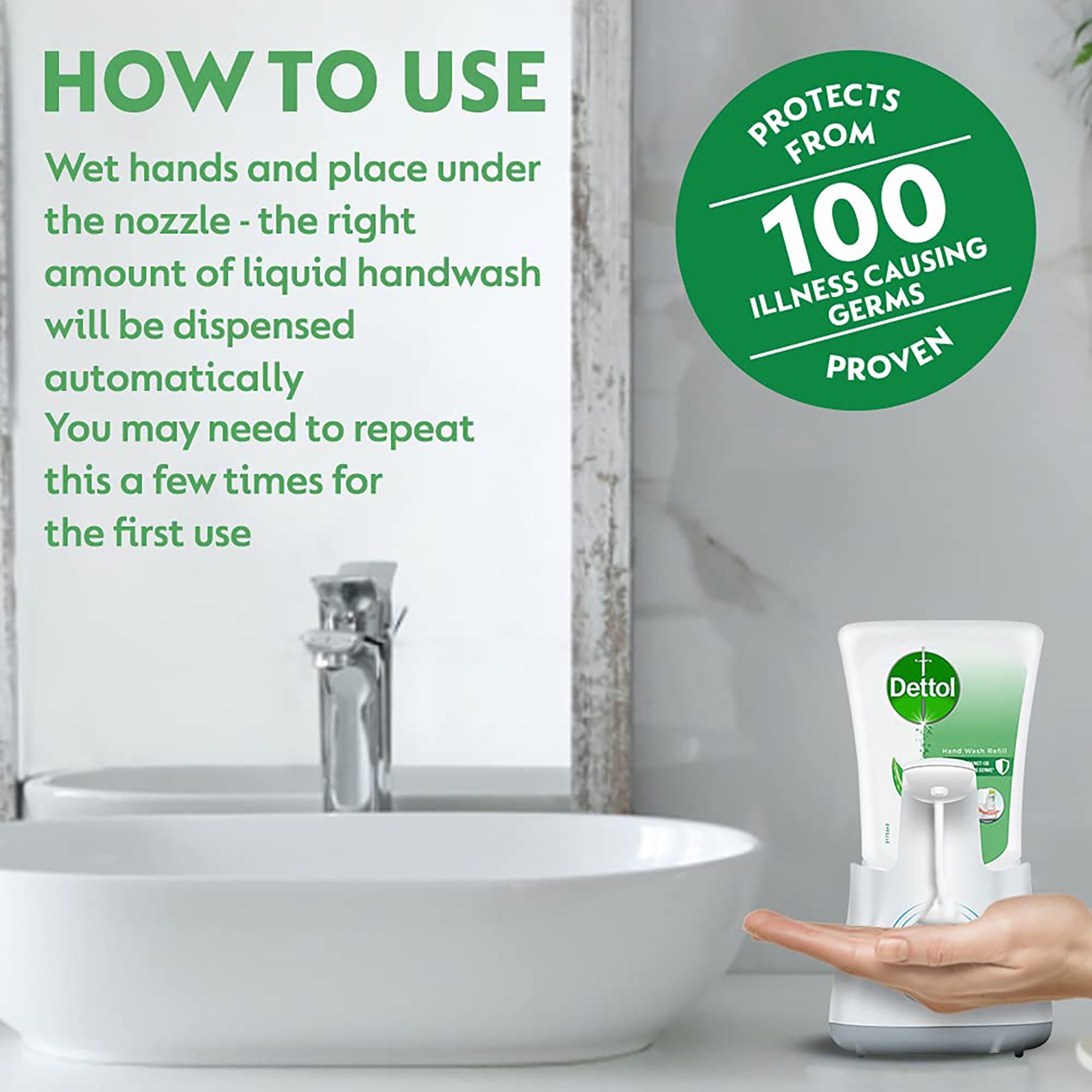 Dettol Automatic Soap Dispenser (Aloe Vera Refill Pack- 250ml, 3192934, White)_4