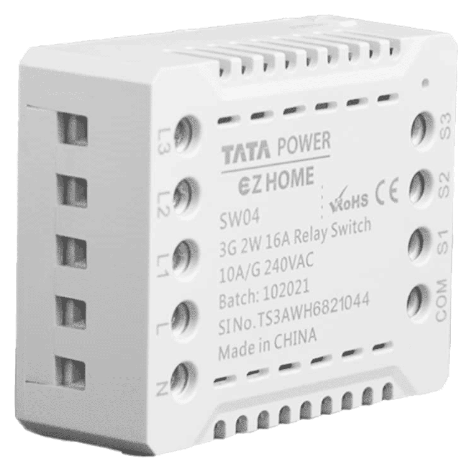 TATA POWER EZ HOME 16 Amps Relay Switch (3 Gang 2-Way, Google and Alexa Voice Assisted, SW04, White)_2