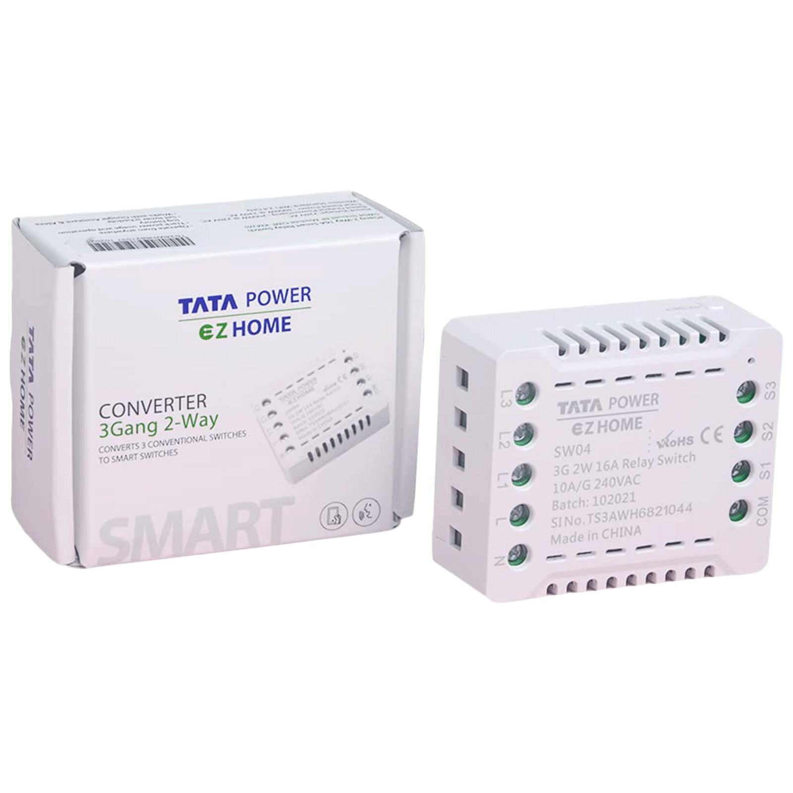 TATA POWER EZ HOME 16 Amps Relay Switch (3 Gang 2-Way, Google and Alexa Voice Assisted, SW04, White)_3