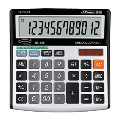 BAMBALIO Basic Calculator (12 Digits-Large Display, BL-555, Metallic)