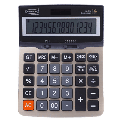 BAMBALIO Basic Calculator (14 Digits-Large Display, BL-714, Metallic)