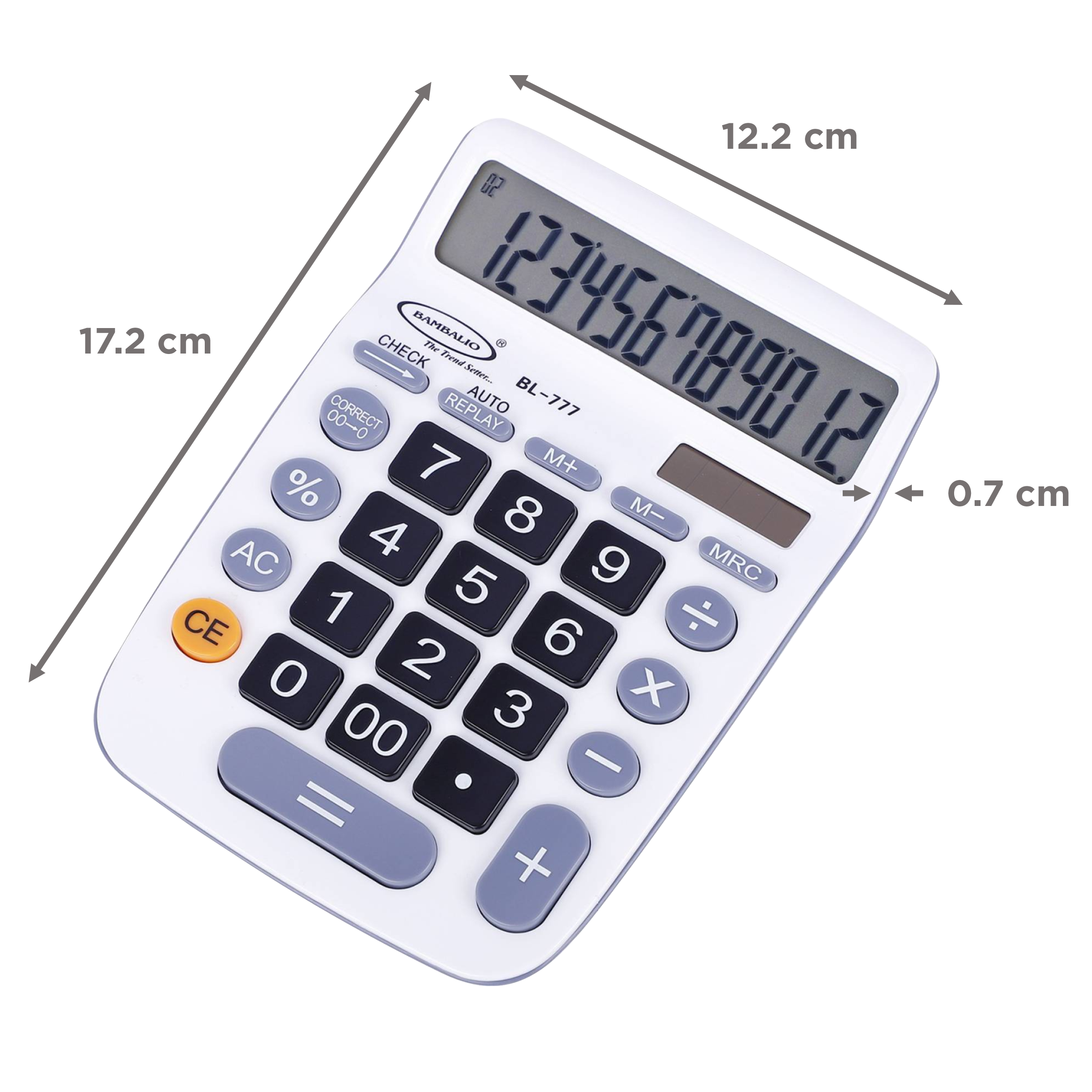 BAMBALIO Basic Calculator (12 Digits-Large Display, BL-777, White)_2