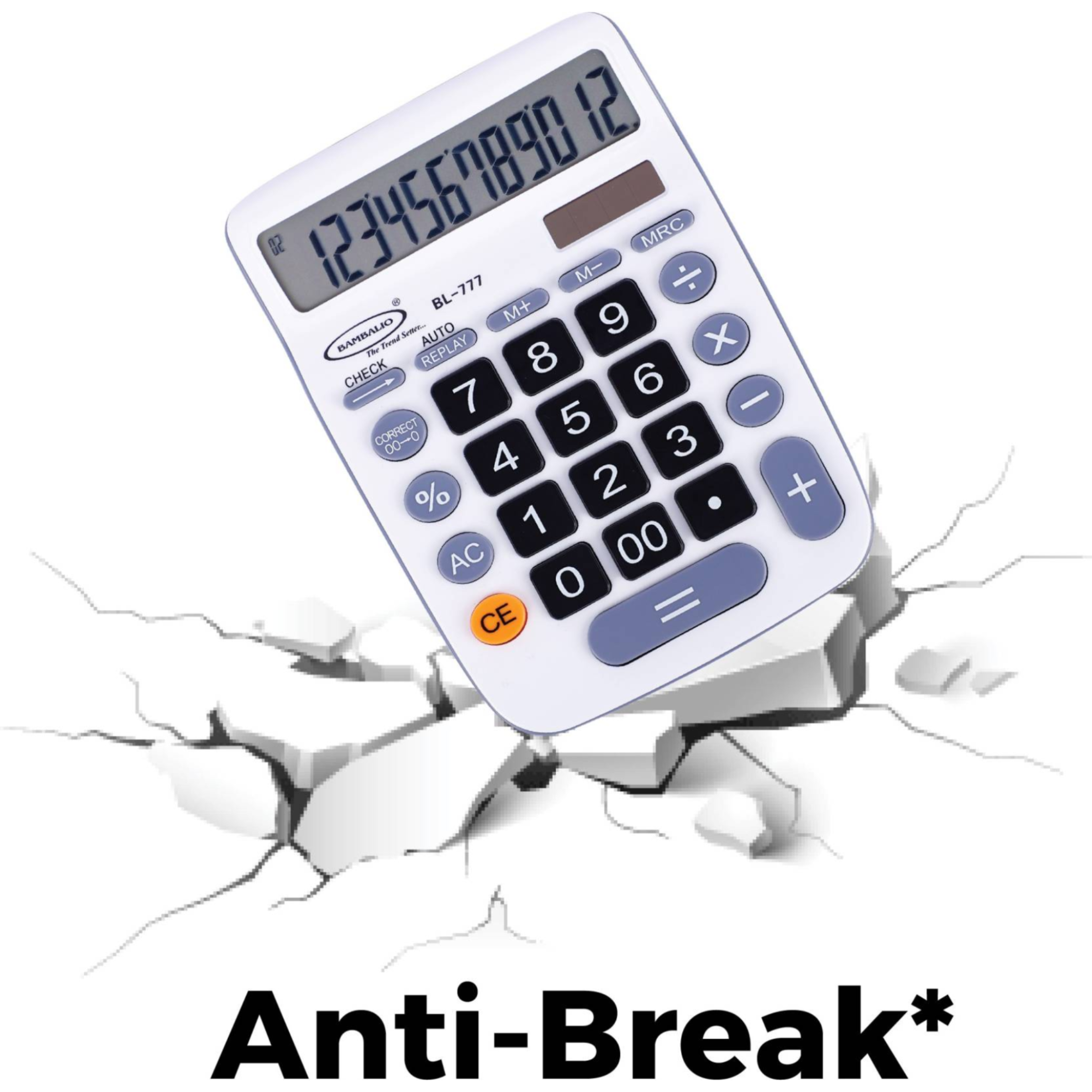 BAMBALIO Basic Calculator (12 Digits-Large Display, BL-777, White)_7