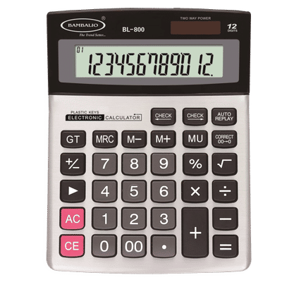 BAMBALIO Basic Calculator (12 Digits-Large Display, BL-800, Silver)