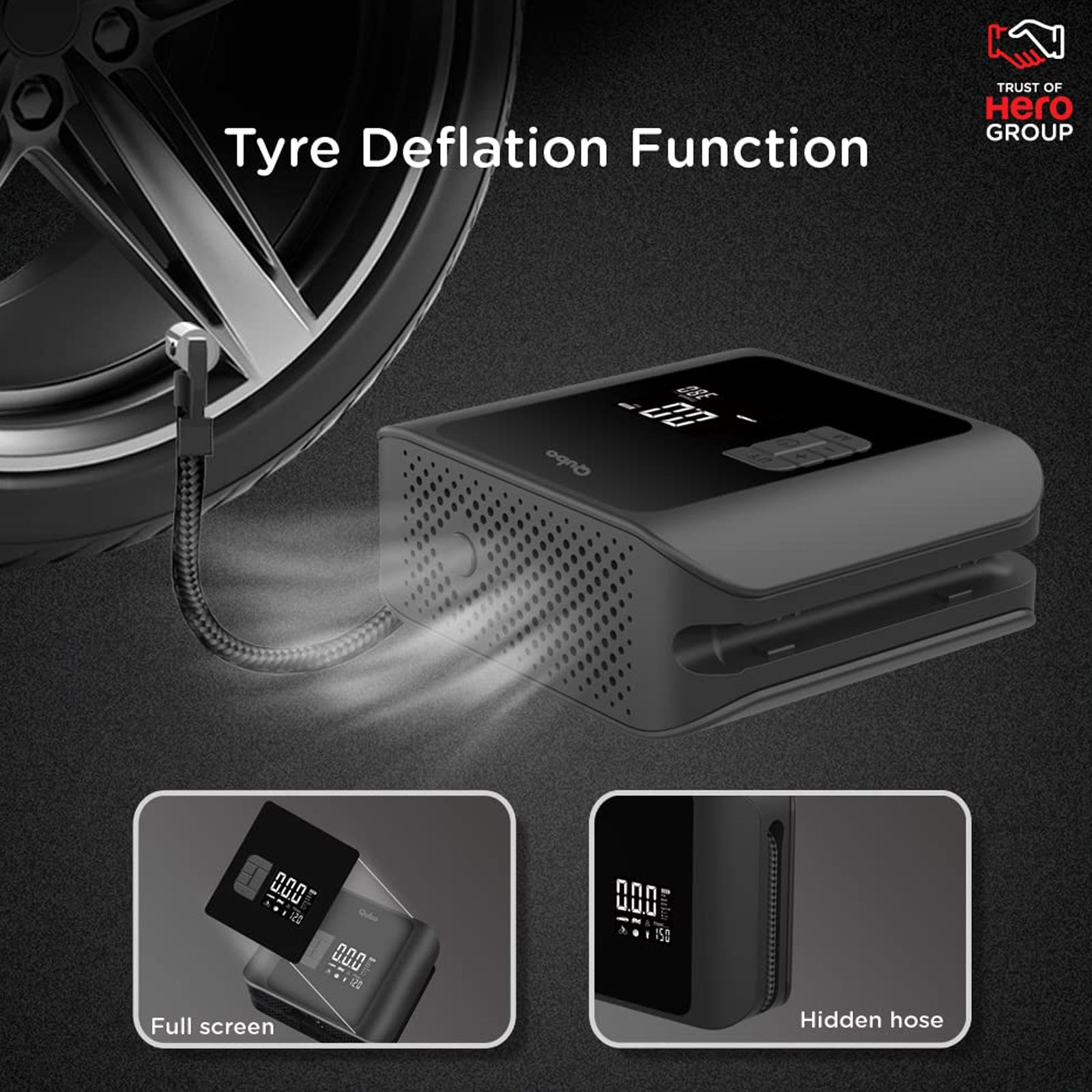 Qubo Smart Pro 150 psi Tyre Inflator for Cars & Bikes (5 Air Fill Mode, HIA02BL001, Black)_2