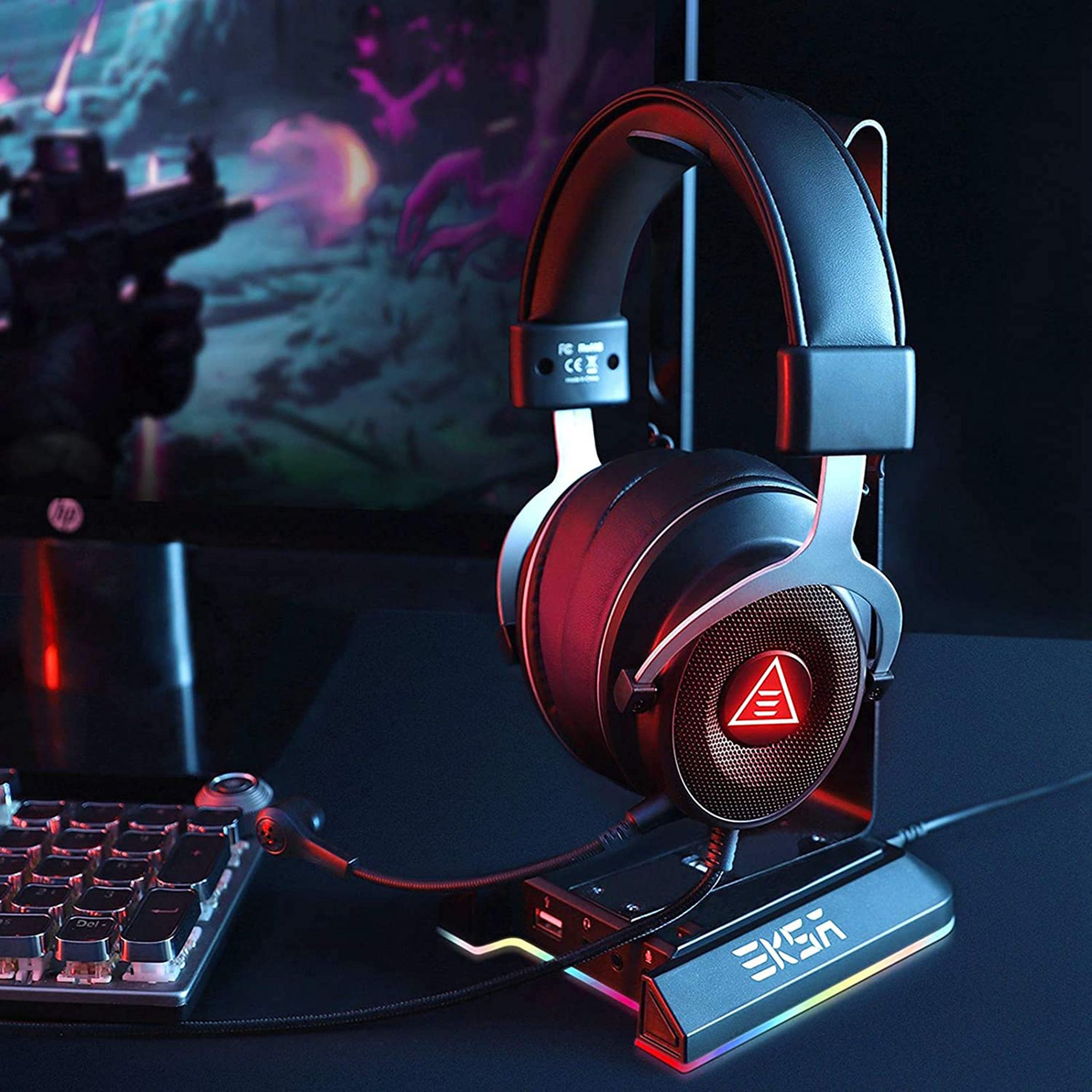 EKSA Gaming Headset Stand (7.1 Surround Sound, EW1RGB, Black)_8