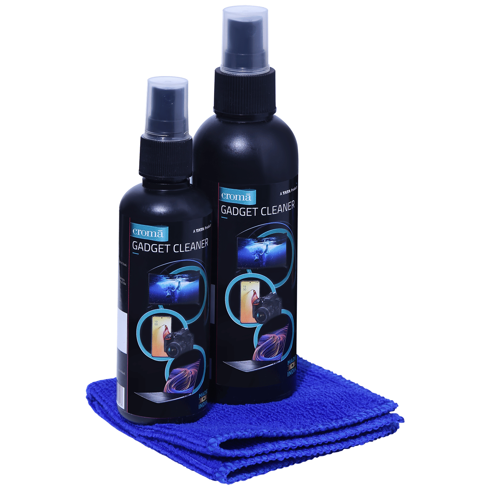 Croma Cleaning Kit For Mobile, TVs, Monitors, Laptops, DSLR, Tablets, Cables (With Microfiber Cloth, Black)_1