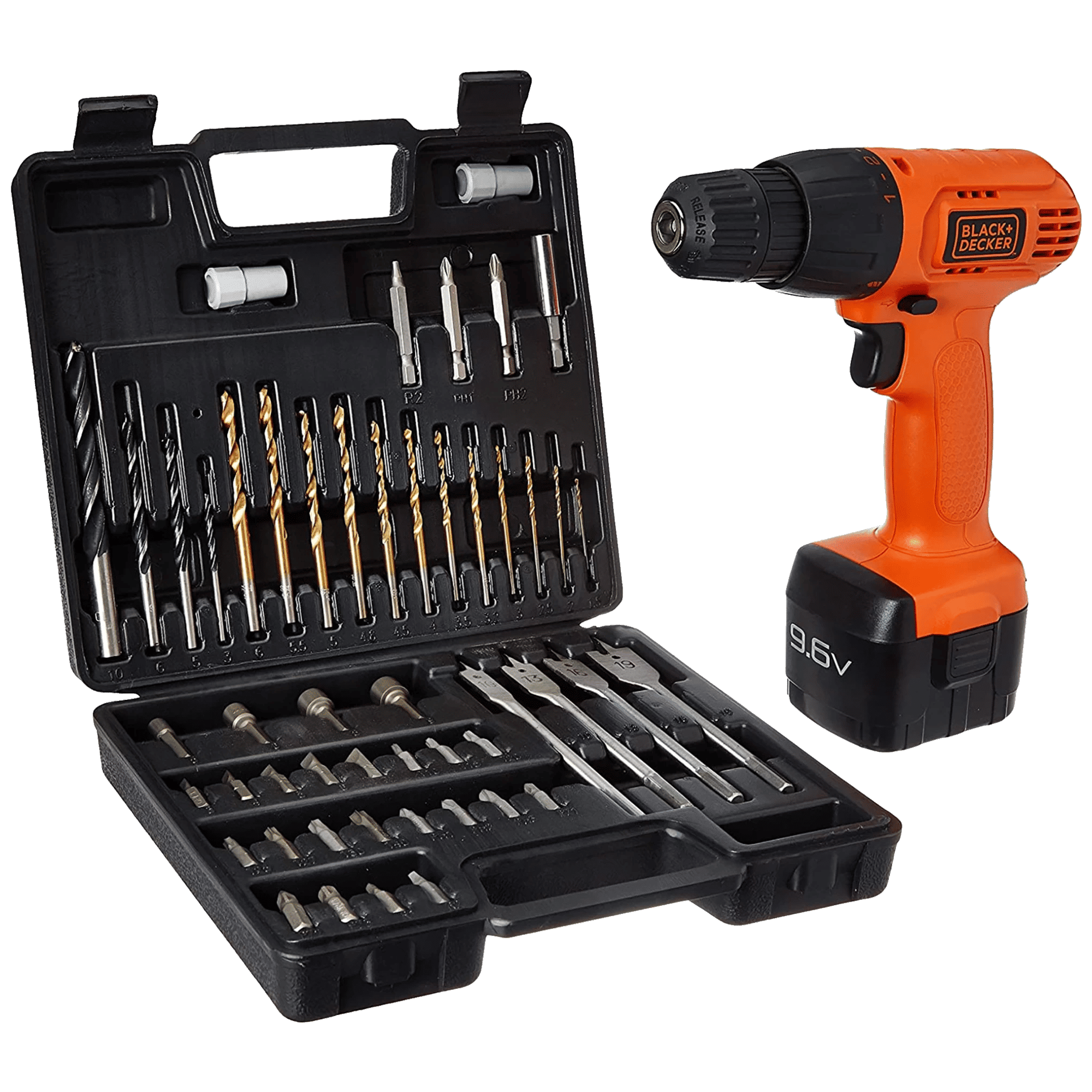 BLACK+DECKER Cordless Drill (Reverse Rotation, CD961K50-IN, Orange and Black) BLACK+DECKER Cordless Drill (Reverse Rotation, CD961K50-IN, Orange and Black)_1
