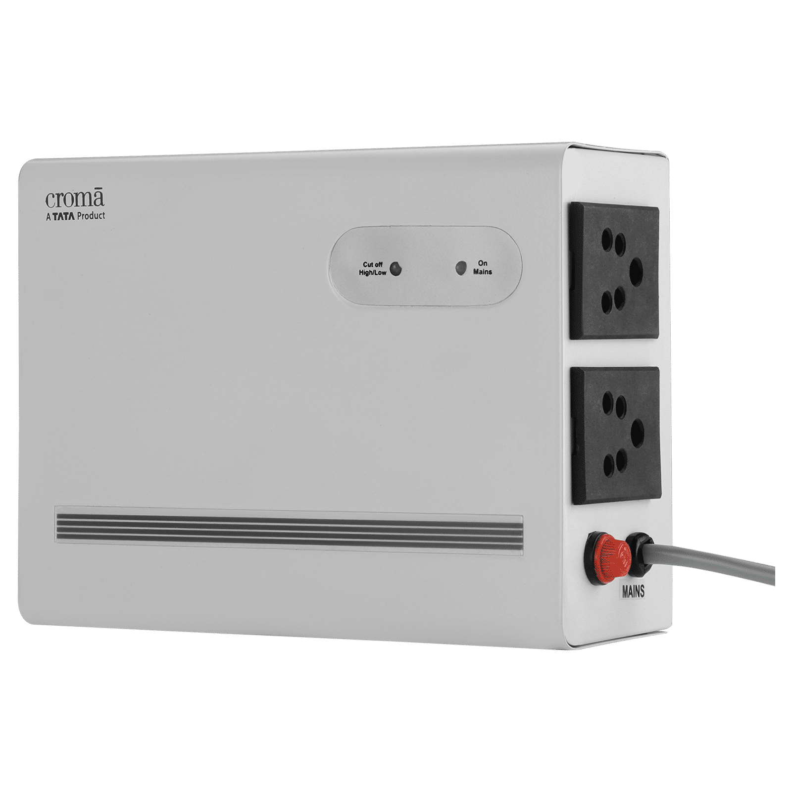 Croma 1.2 Amps Voltage Stabilizer For Upto 70 Inch LED Television Plus Setup Box (90 - 290 V, Twin Socket Output, CRES090KAA297203, White) Croma 1.2 Amps Voltage Stabilizer For Upto 70 Inch LED Television Plus Setup Box (90 - 290 V, Twin Socket Output, CRES090KAA297203, White)_3