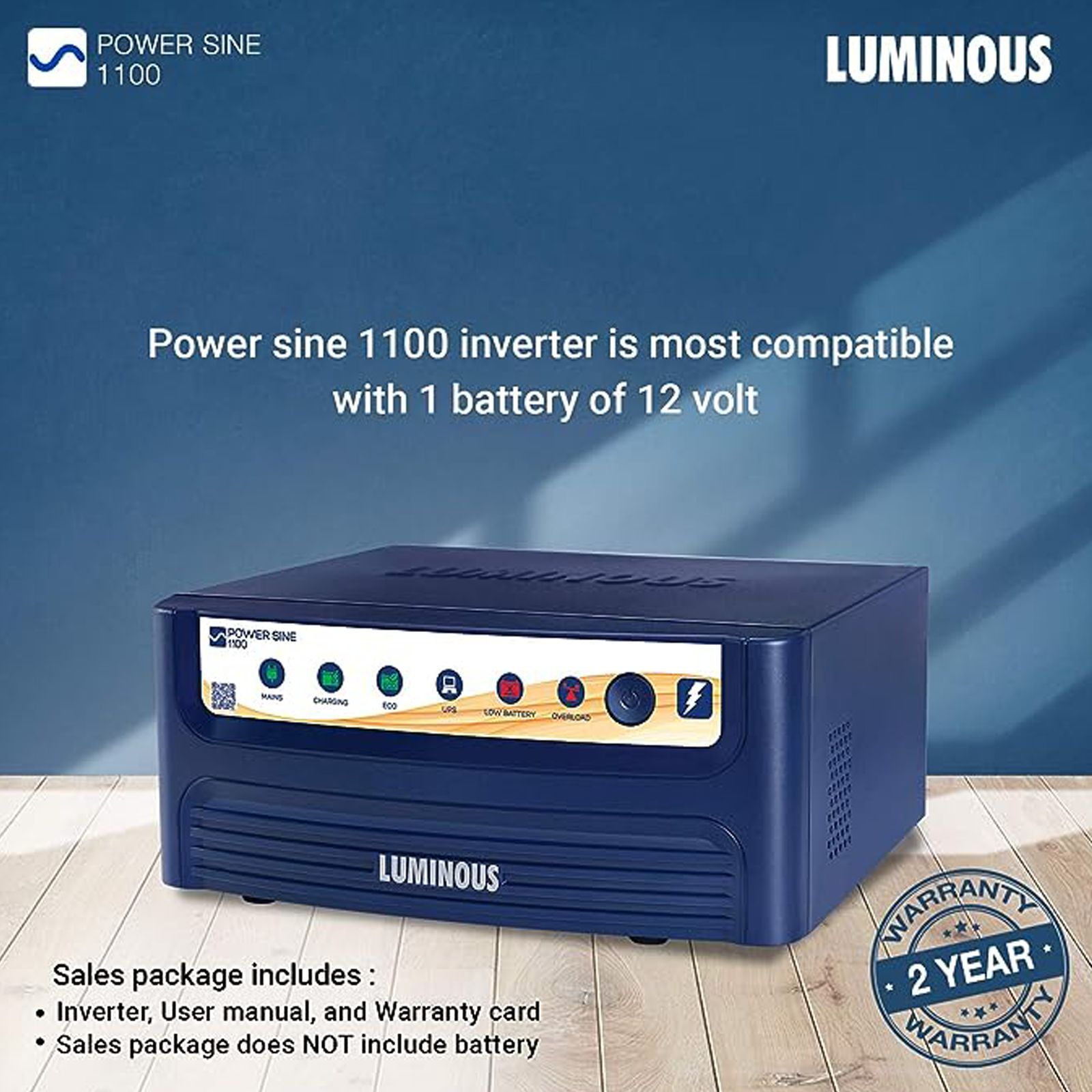 LUMINOUS 24.5 Amps Inverter (Eco Mode, Power Sine 1100, Blue) LUMINOUS 24.5 Amps Inverter (Eco Mode, Power Sine 1100, Blue)_3