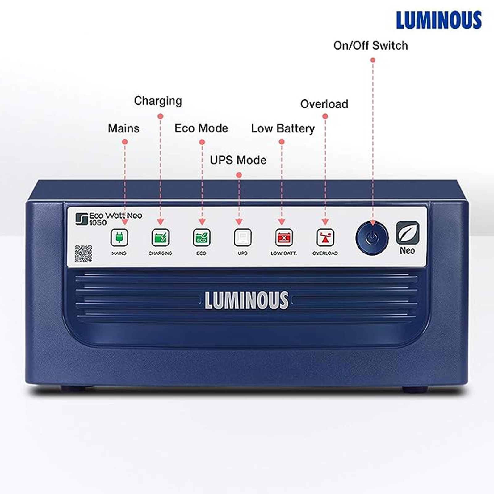 LUMINOUS EcoWatt Neo 1050 6.3 Amps Inverter (Eco Mode, Blue) LUMINOUS EcoWatt Neo 1050 6.3 Amps Inverter (Eco Mode, Blue)_2