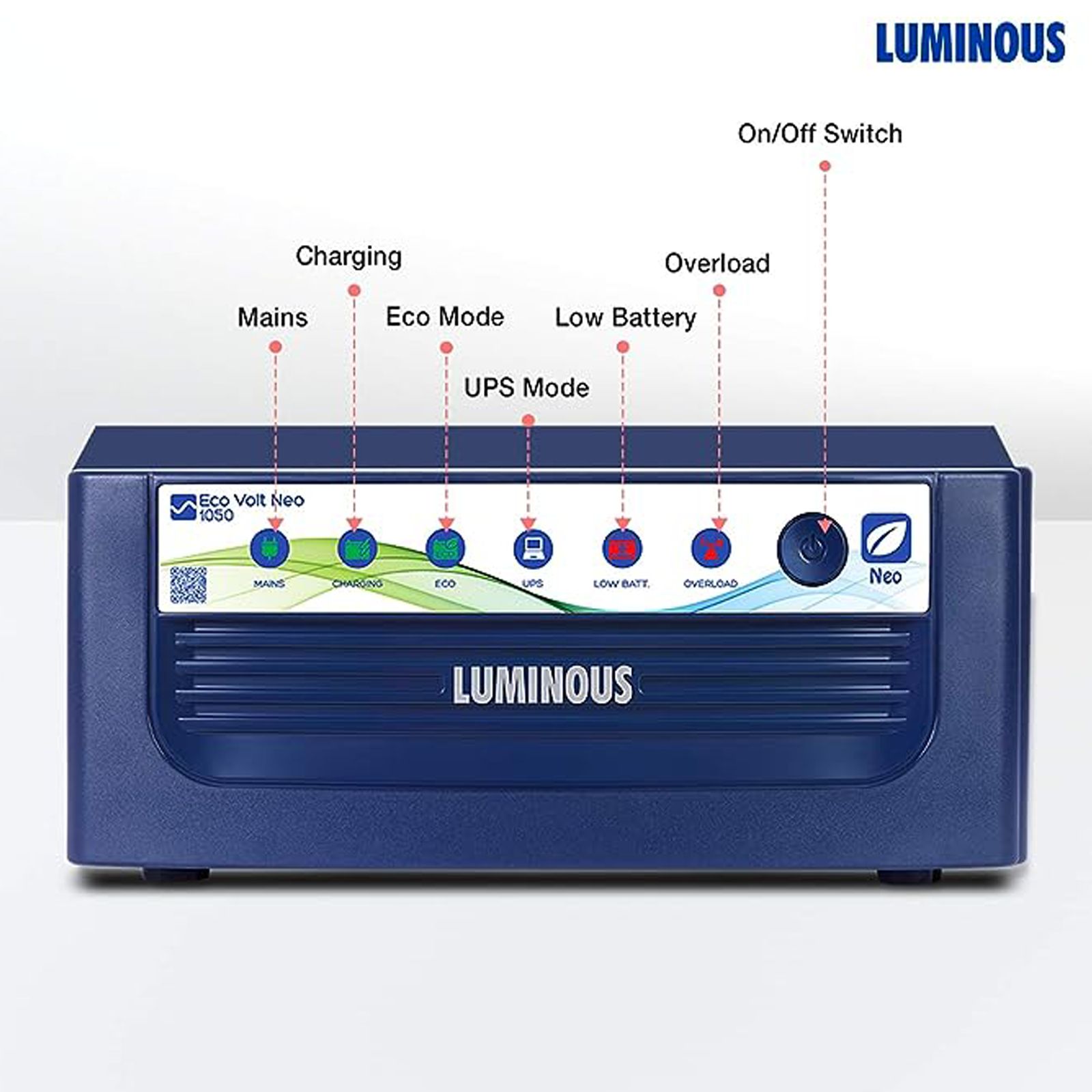 LUMINOUS EcoVolt Neo 1050 24.5 Amps Inverter (Eco Mode, Blue) LUMINOUS EcoVolt Neo 1050 24.5 Amps Inverter (Eco Mode, Blue)_2