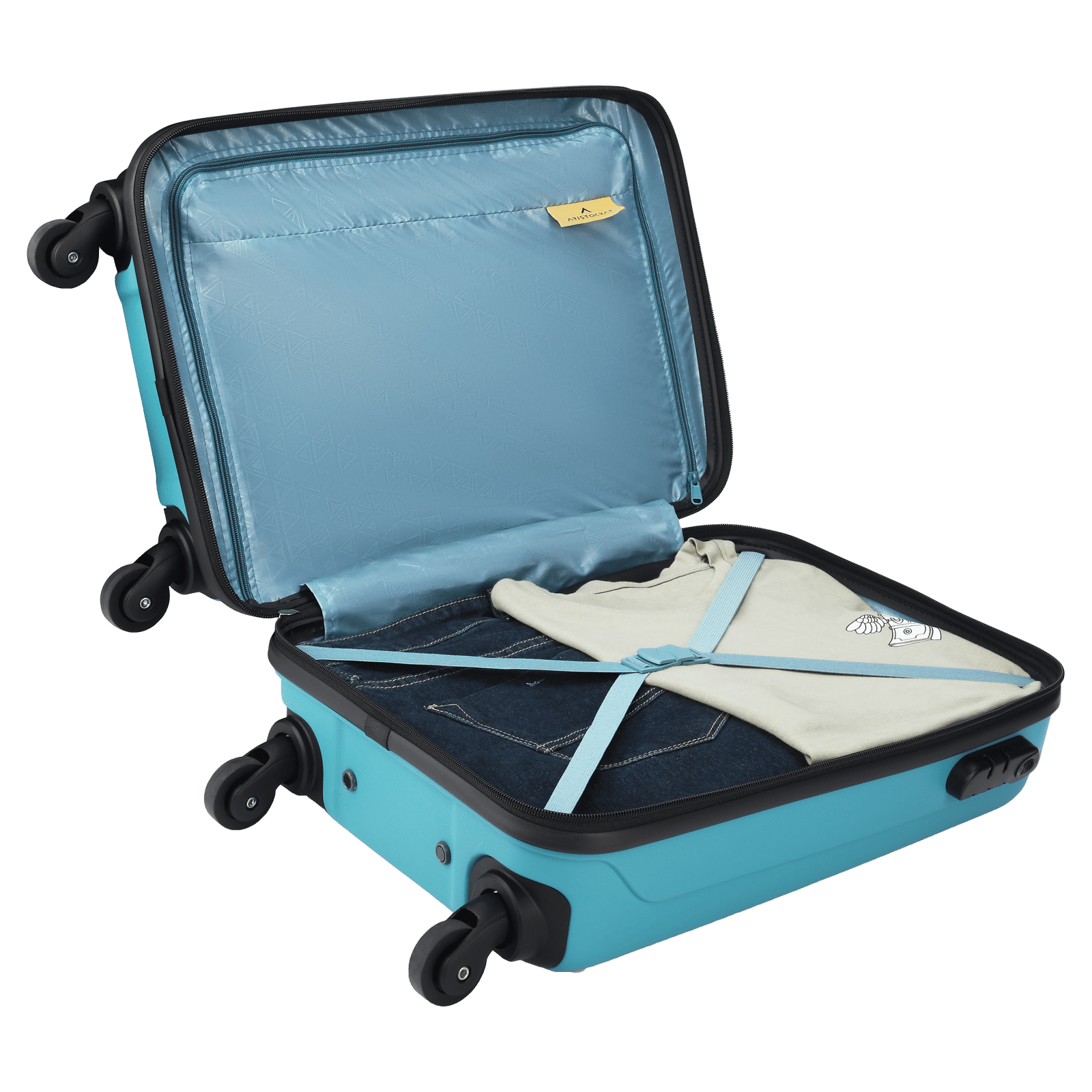 ARISTOCRAT Luggage Trolley Bag (Hard Case, BRIGAD55TBL, Blue)_5
