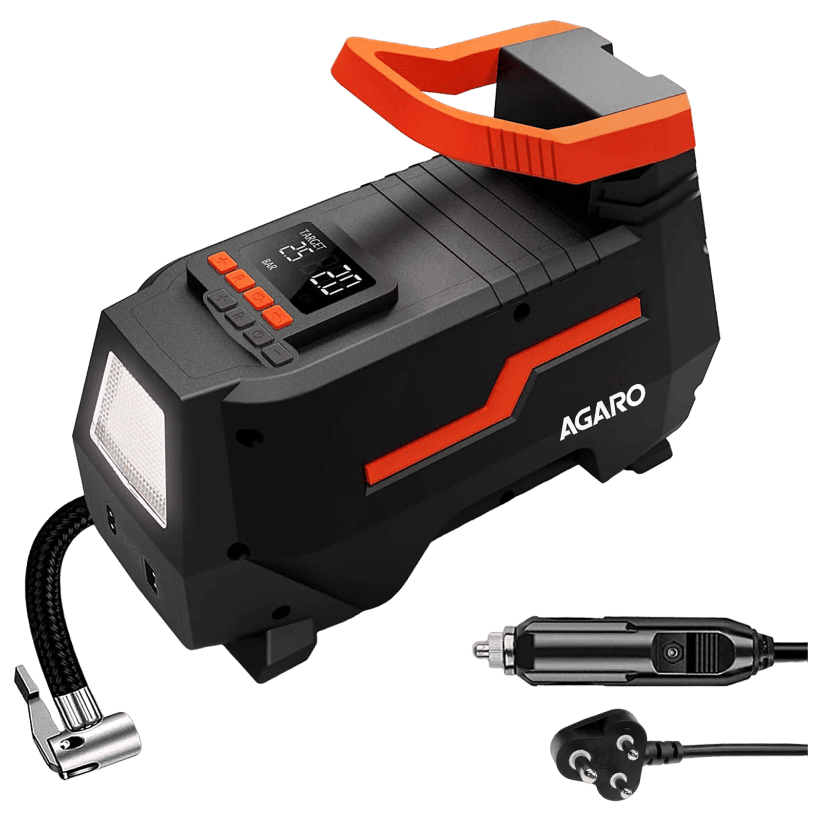 AGARO TI2157 150 PSI Tyre Inflator for Cars and Bikes (Auto Shut Off, 33720, Black)_1