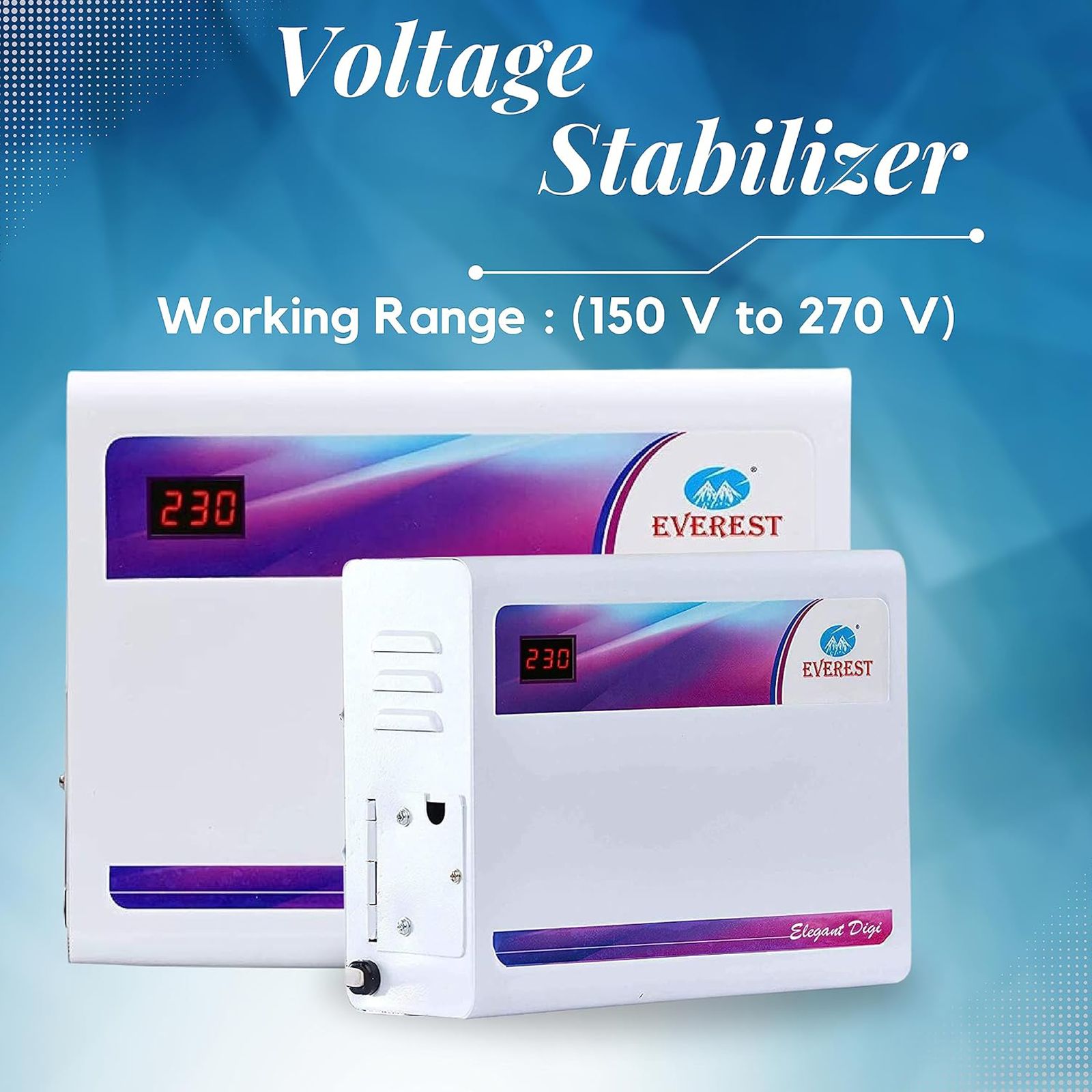 Everest EW 400 N Elegant Digi 14 Amps Voltage Stabilizer For 1.5T Air Conditioner (150 - 270 V, Thermal Protection, White)_5