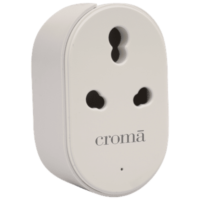 Croma Alexa & Google Assistant Smart Plug For Room Heater, Air Conditioner (Voice control, CRSP16ASPA327202, White)