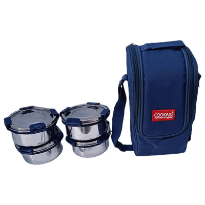 COOKAID Quad Meal 4 Lunch Box (Silver)