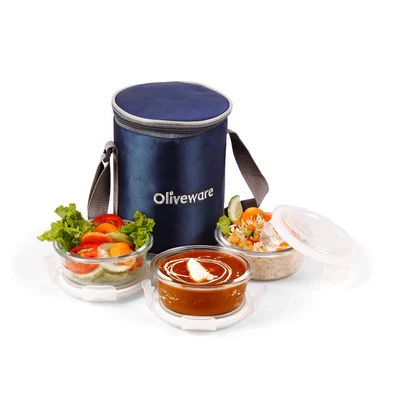 Oliveware Pebble Glassware 400ml Glass Container with Lid (Set of 3, Scratch Resistant, Transparent) Oliveware Pebble Glassware 400ml Glass Container with Lid (Set of 3, Scratch Resistant, Transparent)_1
