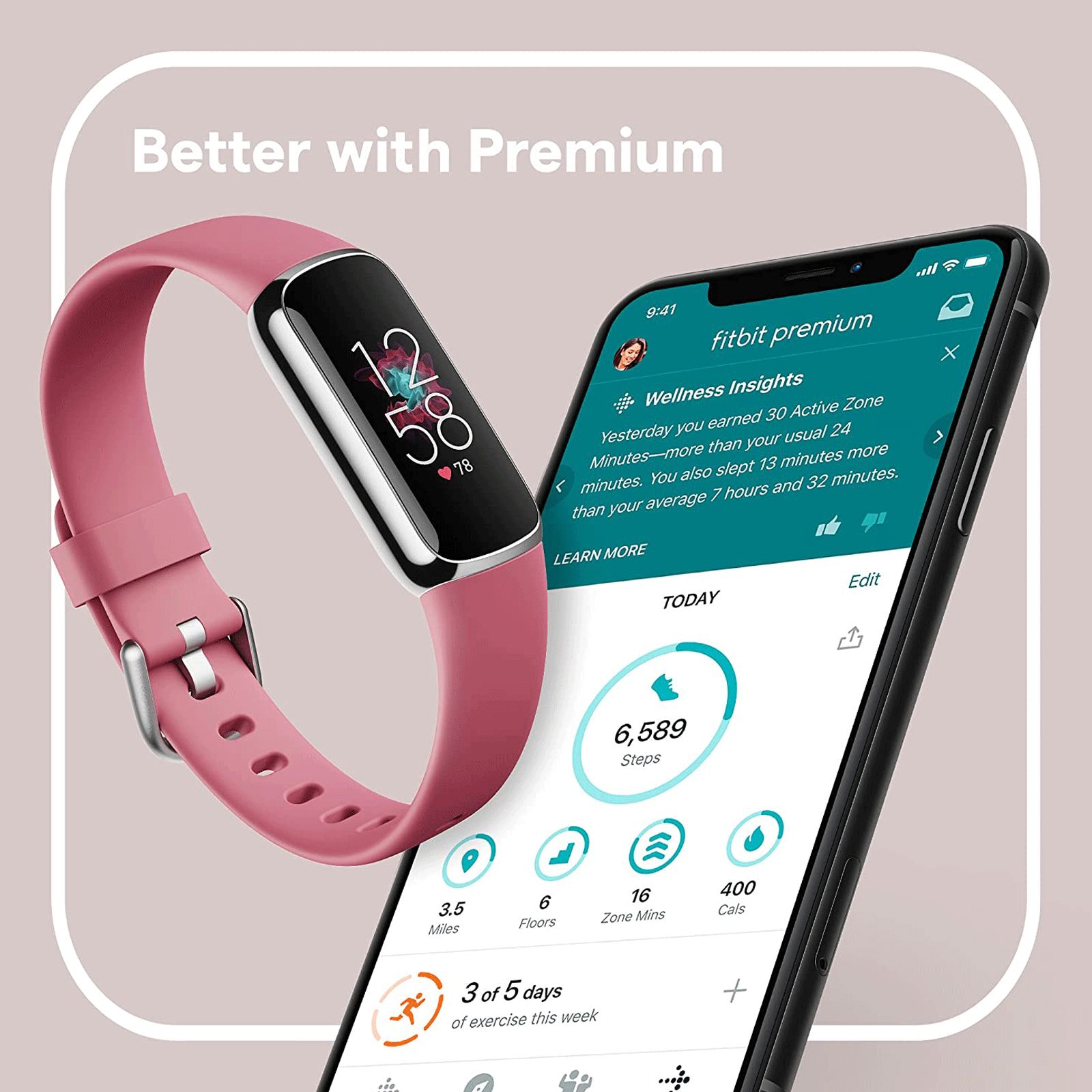 fitbit Luxe Fitness Tracker with Stress Management (0.96 Inch Always-On AMOLED Display, Water Resistant, Orchid Strap) fitbit Luxe Fitness Tracker with Stress Management (0.96 Inch Always-On AMOLED Display, Water Resistant, Orchid Strap)_9