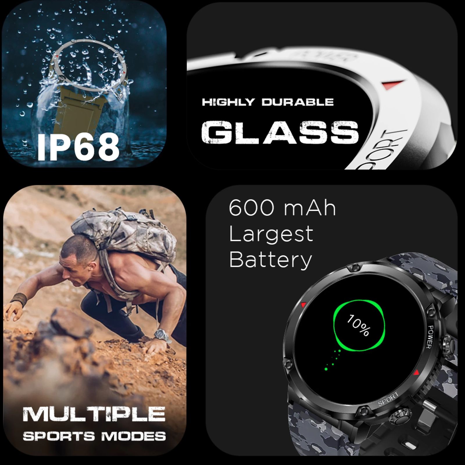 FIRE-BOLTT Sphere Smartwatch with Bluetooth Calling (40.6mm HD Display, IP68 Water Resistant, Camo Black Strap)_12