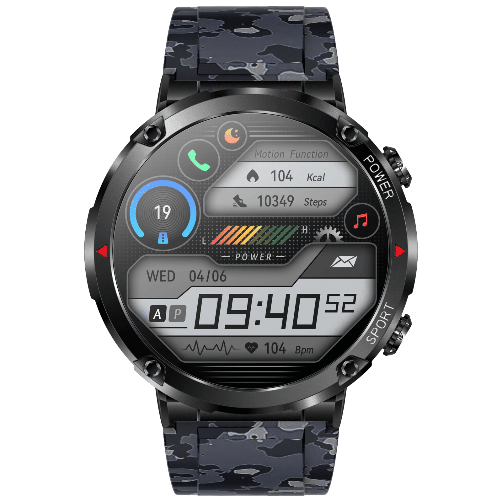 FIRE-BOLTT Sphere Smartwatch with Bluetooth Calling (40.6mm HD Display, IP68 Water Resistant, Camo Black Strap)_1