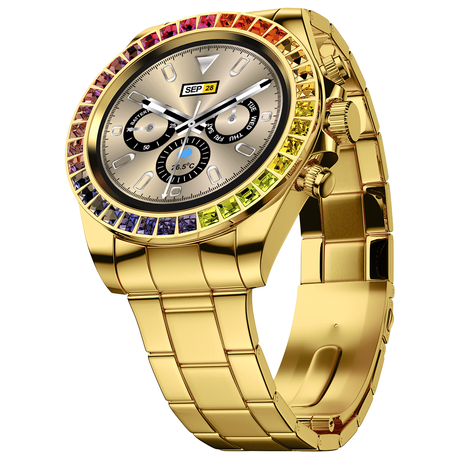 FIRE-BOLTT Blizzard Ultra Smartwatch with Bluetooth Calling (32.5mm HD Display, Water Resistant, Gold Strap)_1