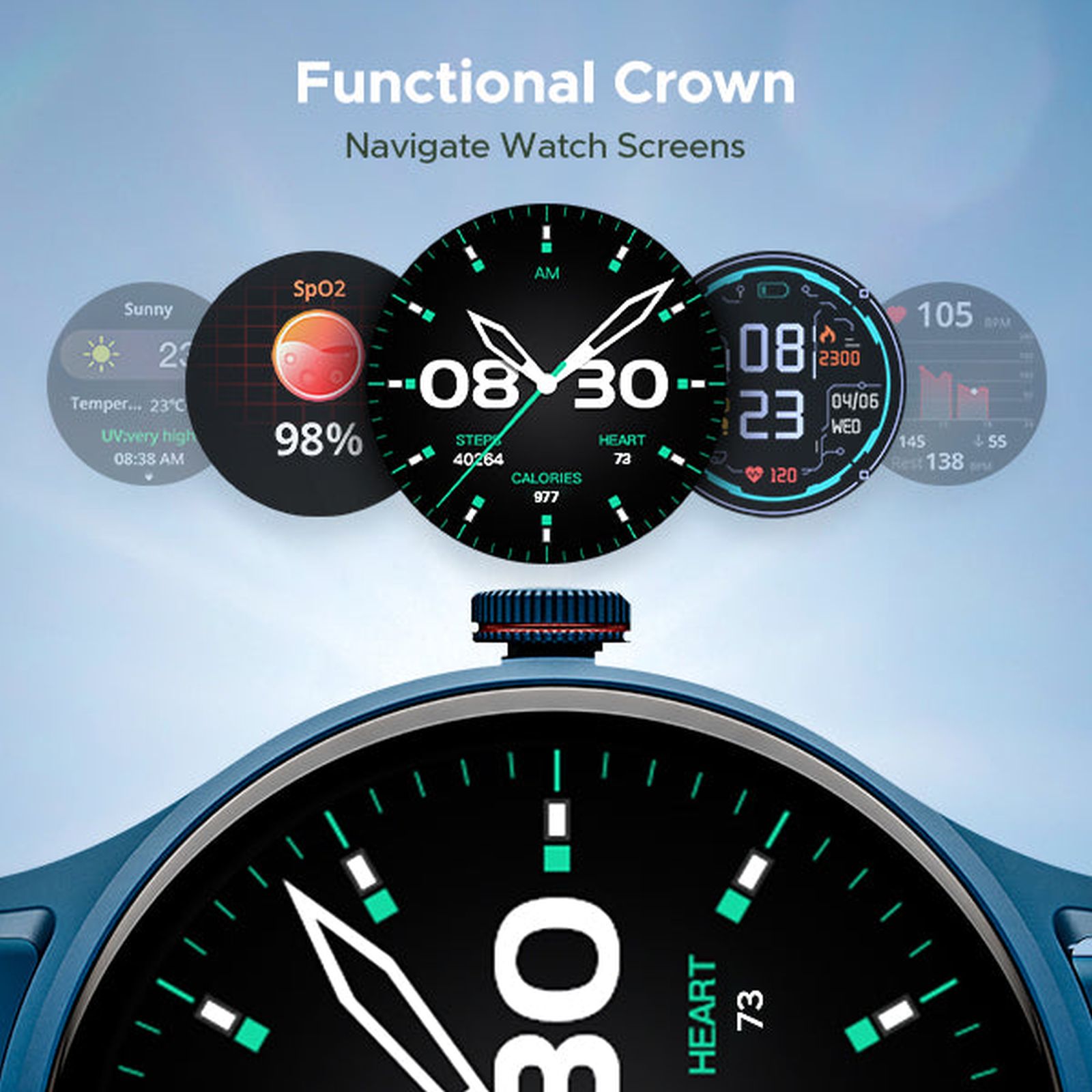 boAt Primia Celestial Smartwatch with Bluetooth Calling (38.6mm HD Display, IP67 Sweat Resistant, Cyan Blue Strap) boAt Primia Celestial Smartwatch with Bluetooth Calling (38.6mm HD Display, IP67 Sweat Resistant, Cyan Blue Strap)_4