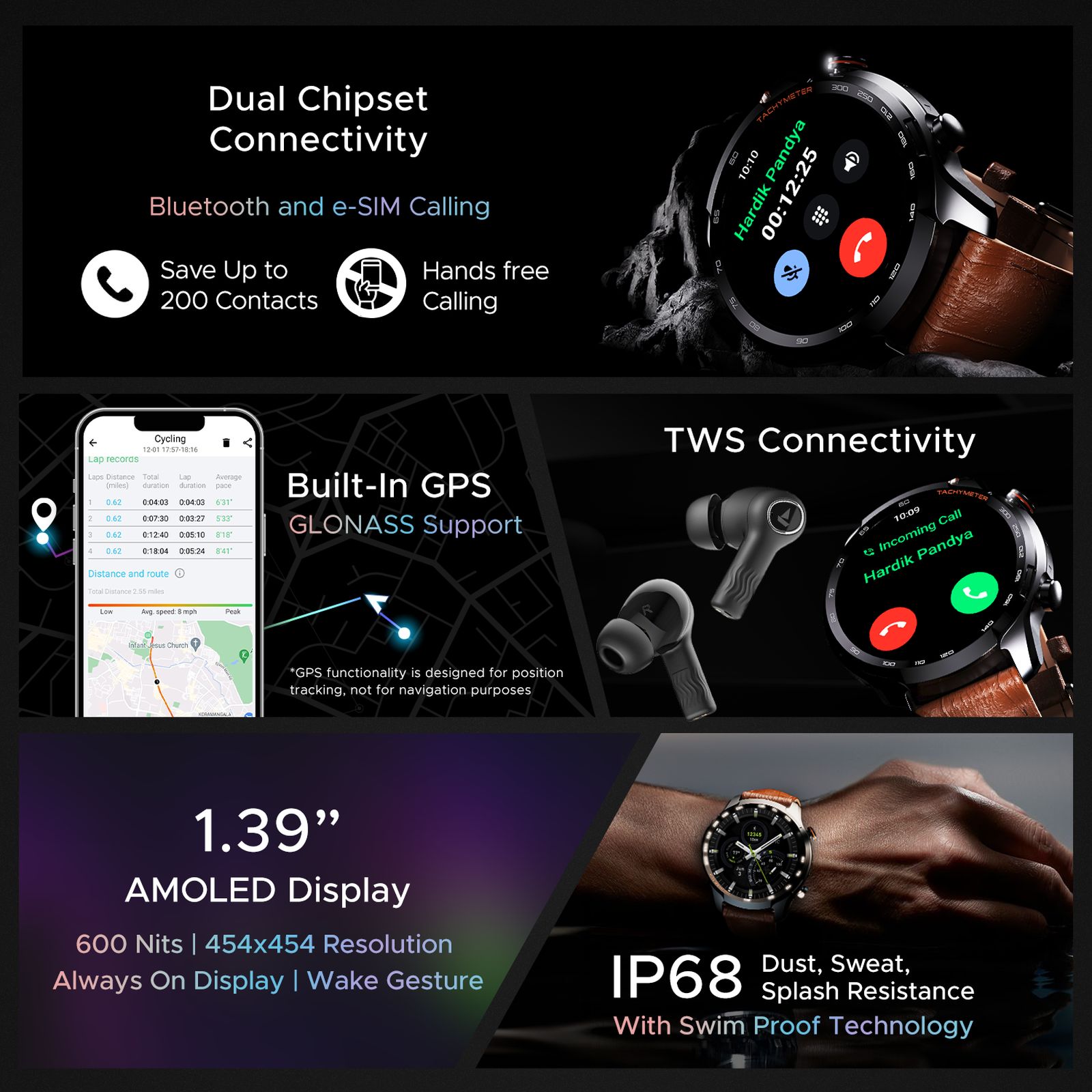 boAt Lunar Pro LTE Bluetooth+LTE SIM Android OS Wristphone (35.3mm AMOLED Display, In-built GPS, Brown Strap)_2