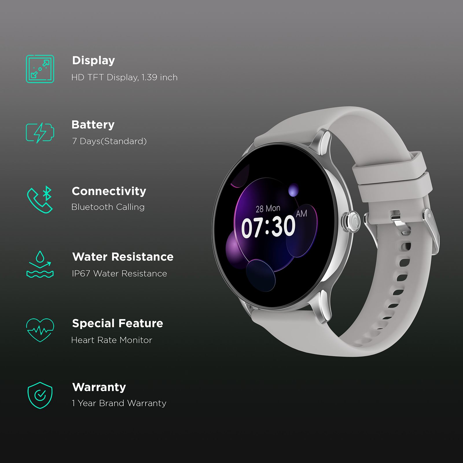 noise NoiseFit Twist Go Smartwatch with Bluetooth Calling (35.3mm TFT HD Display, IP67 Water Resistant, Silver Grey Strap) noise NoiseFit Twist Go Smartwatch with Bluetooth Calling (35.3mm TFT HD Display, IP67 Water Resistant, Silver Grey Strap)_2