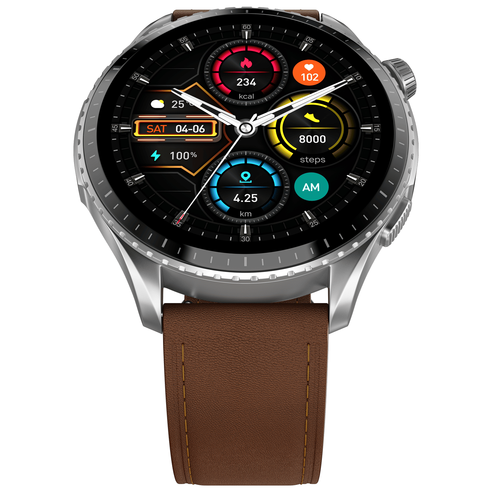 noise Origin Smartwatch with Activity Tracker (37.08mm AMOLED Display, 3ATM Water Resistant, Classic Brown Strap)_7