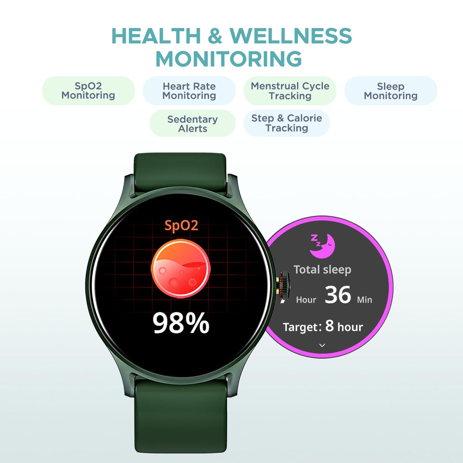 boAt Lunar Vista Smartwatch with Bluetooth Calling (38.60mm HD Display, IP67 Splash Resistant, Olive Green Strap) boAt Lunar Vista Smartwatch with Bluetooth Calling (38.60mm HD Display, IP67 Splash Resistant, Olive Green Strap)_6
