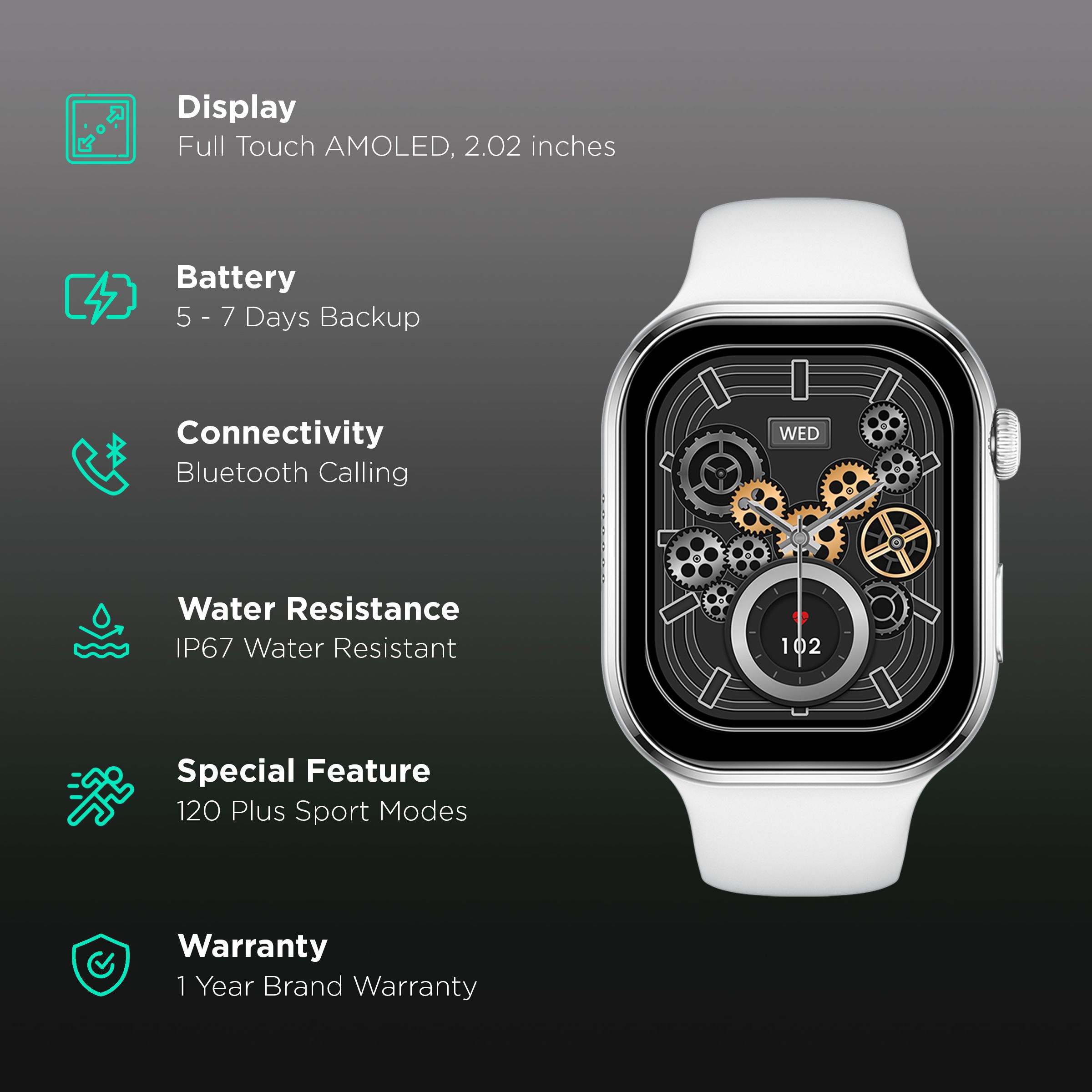 FIRE-BOLTT Brillia Smartwatch with Bluetooth Calling (51.30mm AMOLED Display, IP67 Water Resistant, Silver Strap) FIRE-BOLTT Brillia Smartwatch with Bluetooth Calling (51.30mm AMOLED Display, IP67 Water Resistant, Silver Strap)_2