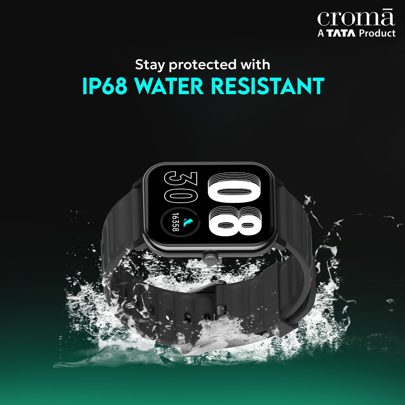 Croma STRIDE IS Smartwatch with Bluetooth Calling (2025 Model, 48.51mm IPS Display, IP68 Water Resistant, Black Strap)_6