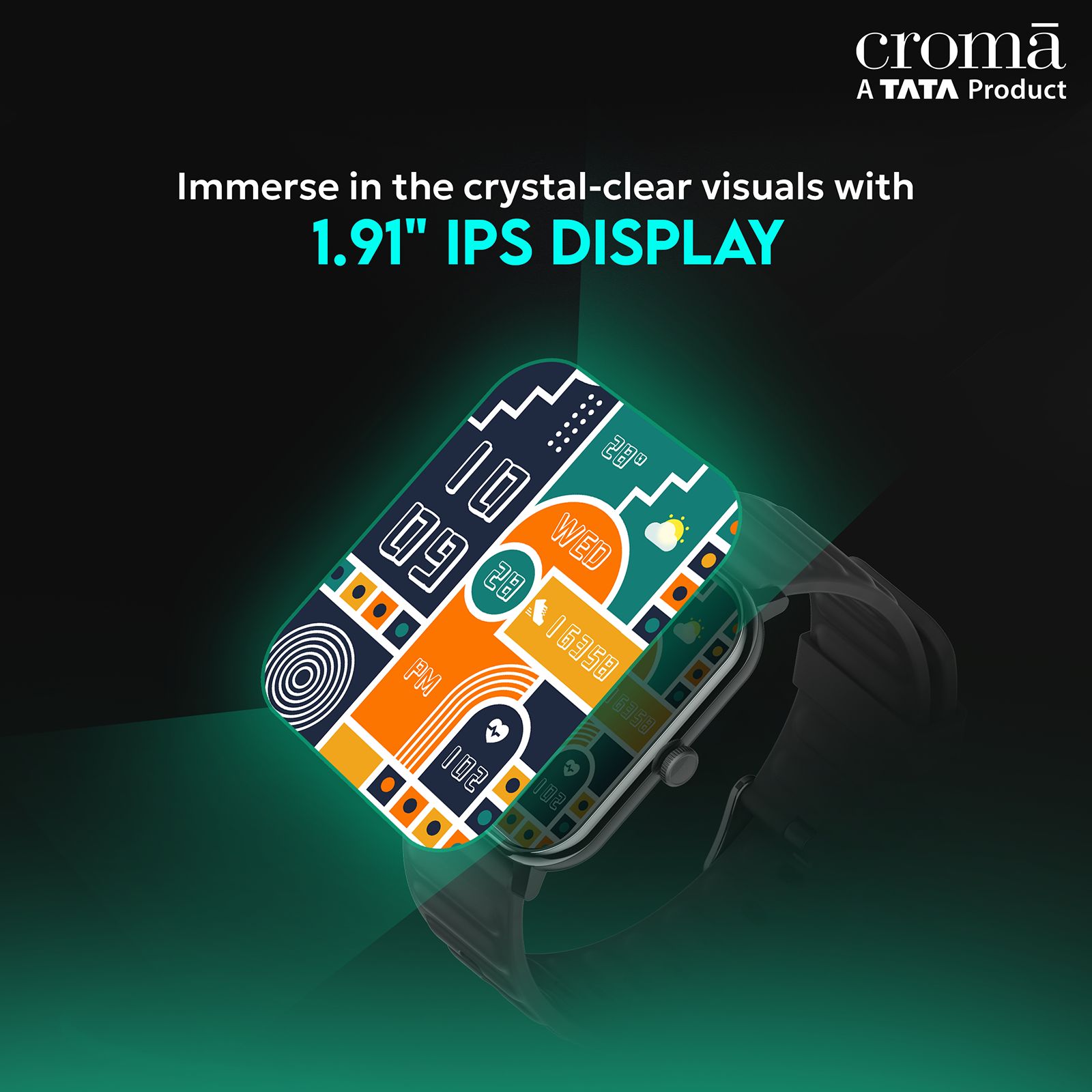 Croma STRIDE IS Smartwatch with Bluetooth Calling (2025 Model, 48.51mm IPS Display, IP68 Water Resistant, Black Strap)_7