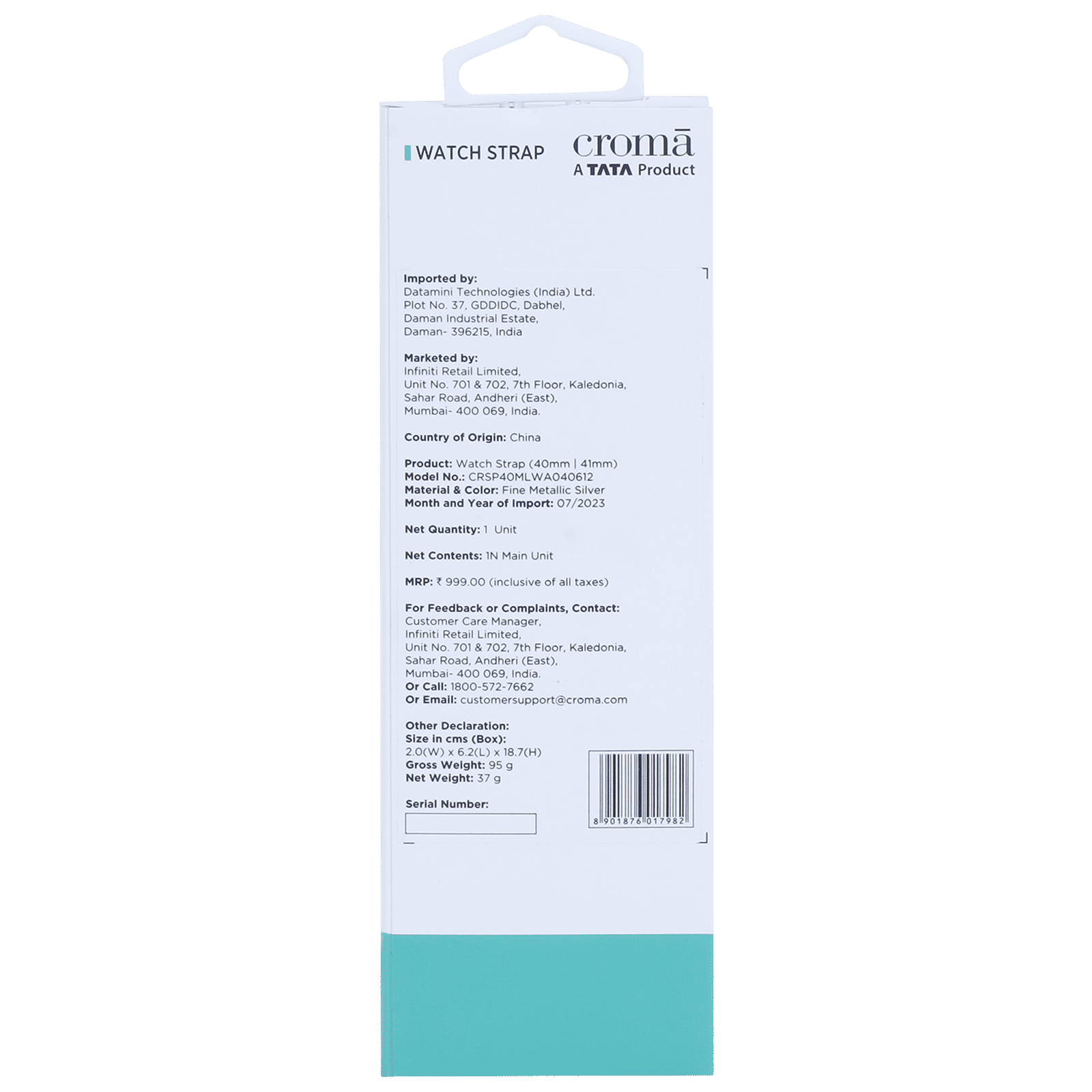 Croma Fine Metallic Strap for Apple iWatch (38mm / 40mm / 41mm) (Apple Compatible, Grey)_4