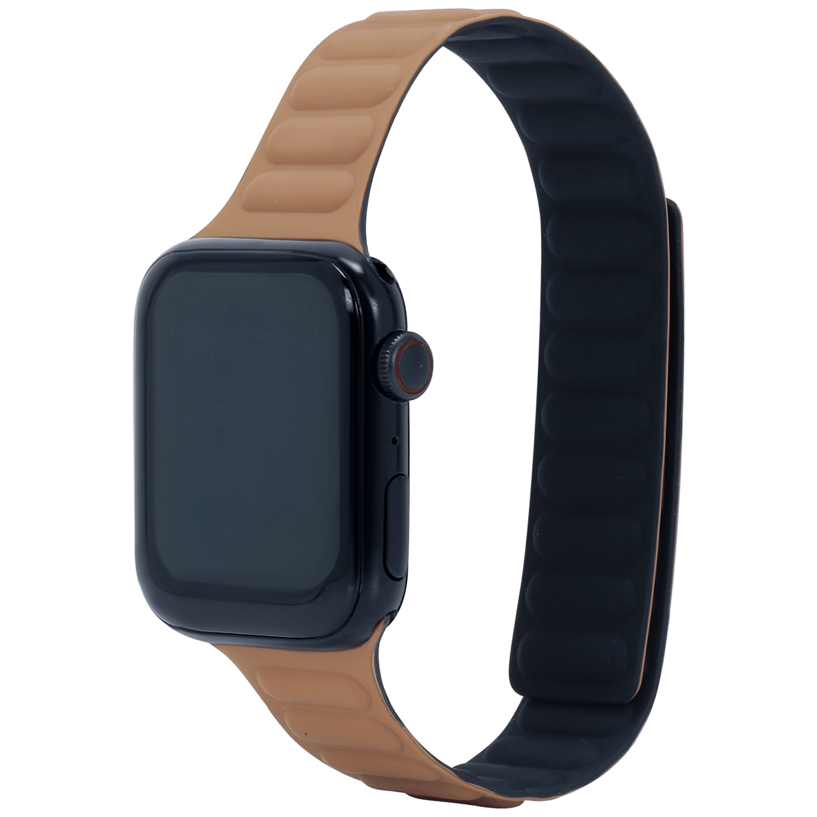 Croma Magnetic Strap for Apple iWatch (42mm / 44mm / 45mm) (Apple Compatible, Black and Tan)_4