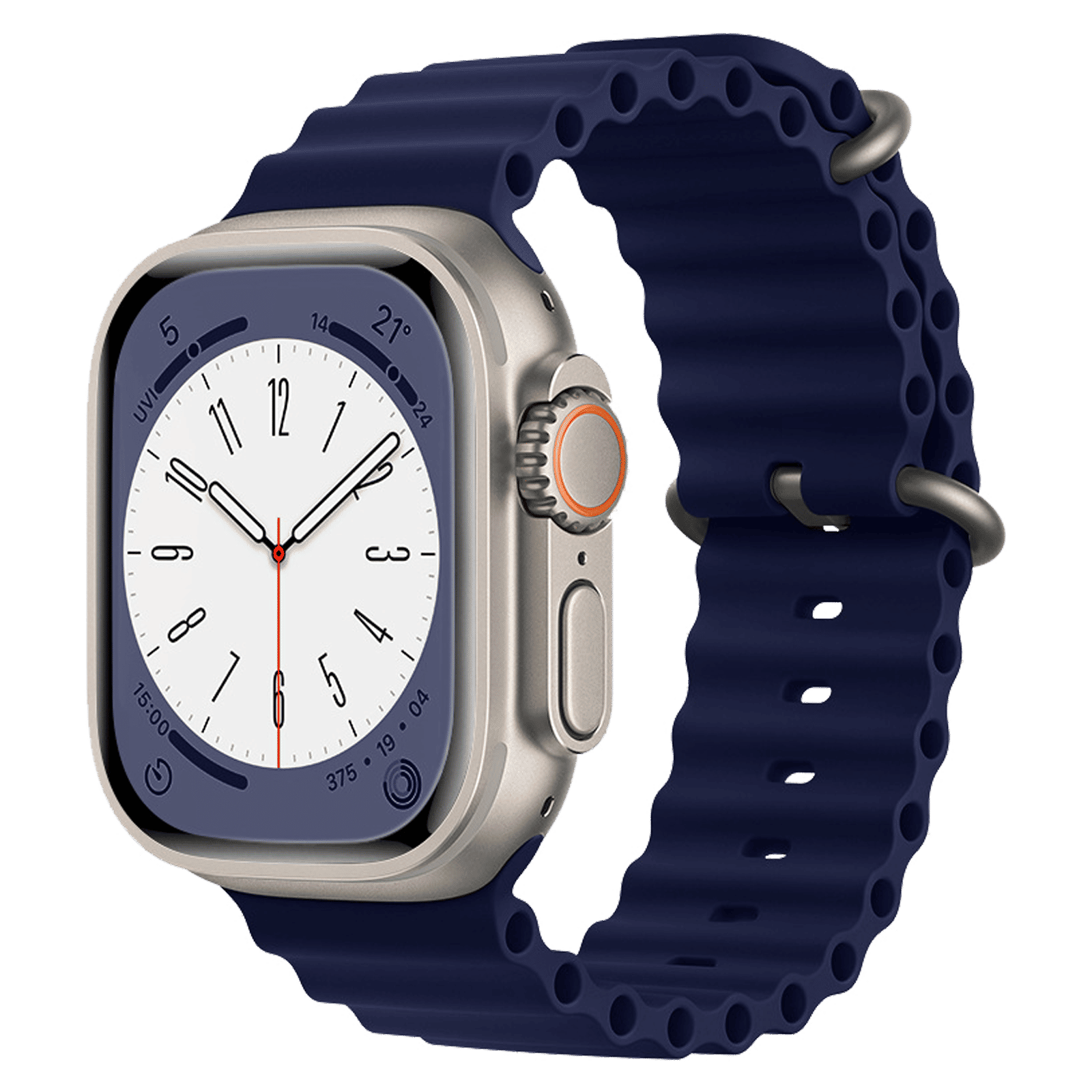 Muvtech Active Silicone Strap For Apple iWatch (42mm / 44mm / 45mm / 49mm) (High Quality Metal Buckle, Blue)_1