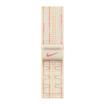 Apple Woven Nylon Nike Sport Loop for Apple Watch (38mm / 40mm / 41mm) (Hook-and-Loop Fastener, Starlight & Pink)
