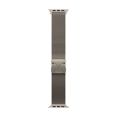 Apple Titanium Milanese Loop for Apple Watch (44mm / 45mm / 46mm / 49mm, Small) (Secure Parachute Style Buckle, Natural)