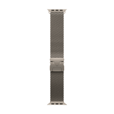 Apple Titanium Milanese Loop for Apple Watch (44mm / 45mm / 46mm / 49mm, Medium) (Secure Parachute Style Buckle, Natural)
